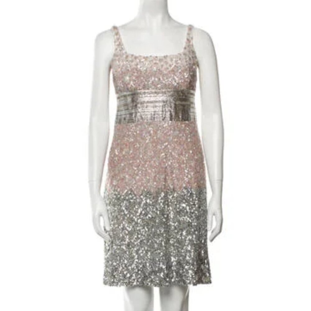 Badgley Mischka Couture sequin embellished tank dress, sz. 6